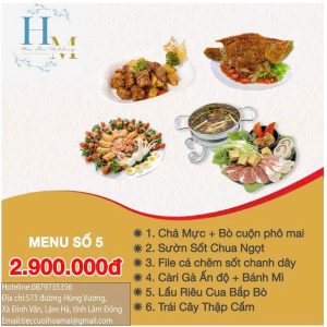 thực đơn tiệc