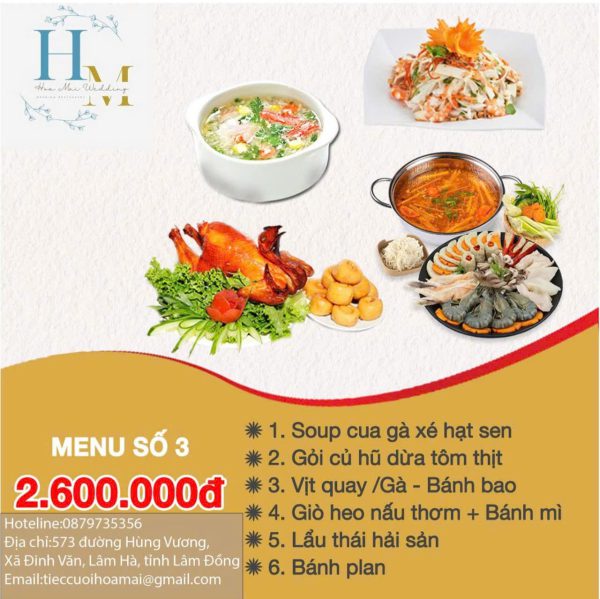 thực đơn tiệc