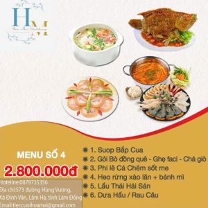 thực đơn tiệc
