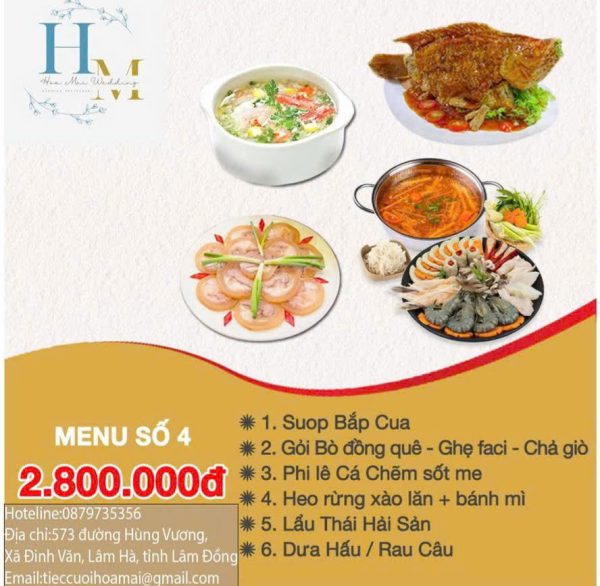 thực đơn tiệc